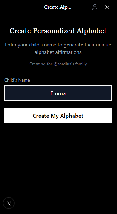 Alphabet Affirmations - Farcaster Mini Apps screenshot